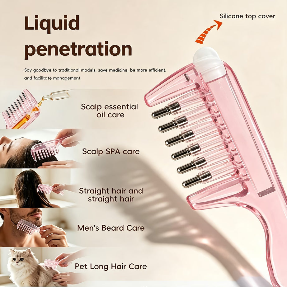 Hair Oil Applicator Comb with Roller Ball 2-in-1