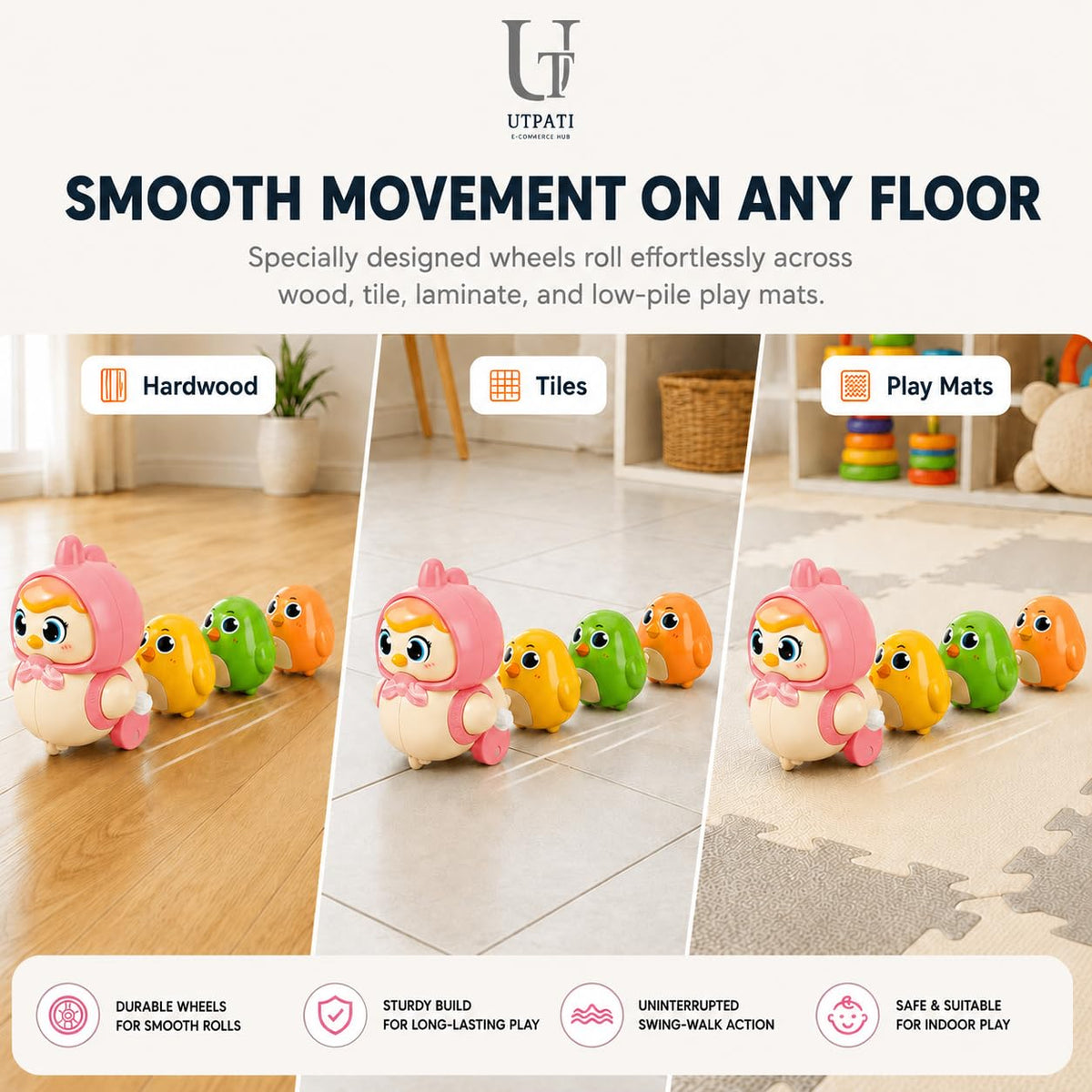Interactive Crawling Toy - Hen With 3 Chicken