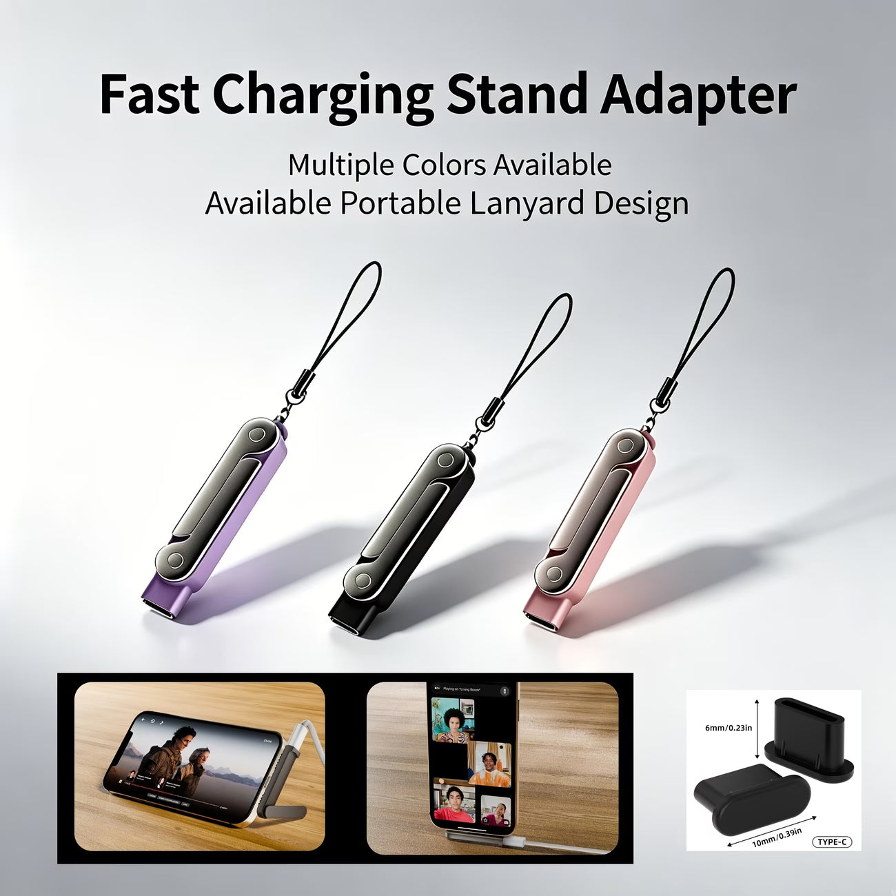 Bracket Adapters TYPE-C And 2pcs Dust Plugs Combination Fast Charging