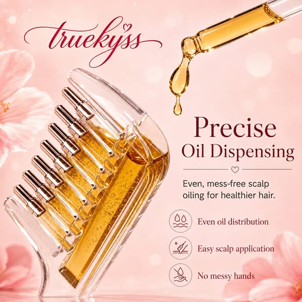 Hair Oil Applicator Comb with Roller Ball 2-in-1