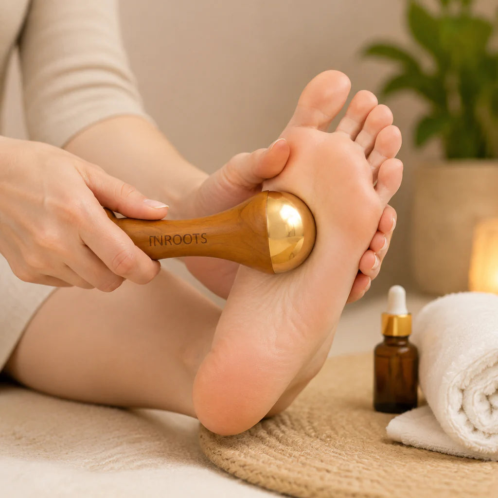 Kansa Wand 2-in-1 Ayurvedic Massager – Face, Body & Foot