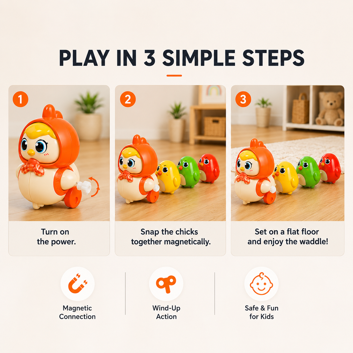 Interactive Crawling Toy - Hen With 3 Chicken