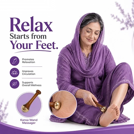 Kansa Wand 2-in-1 Ayurvedic Massager – Face, Body & Foot