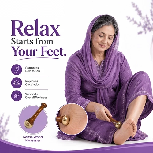 Kansa Wand 2-in-1 Ayurvedic Massager – Face, Body & Foot